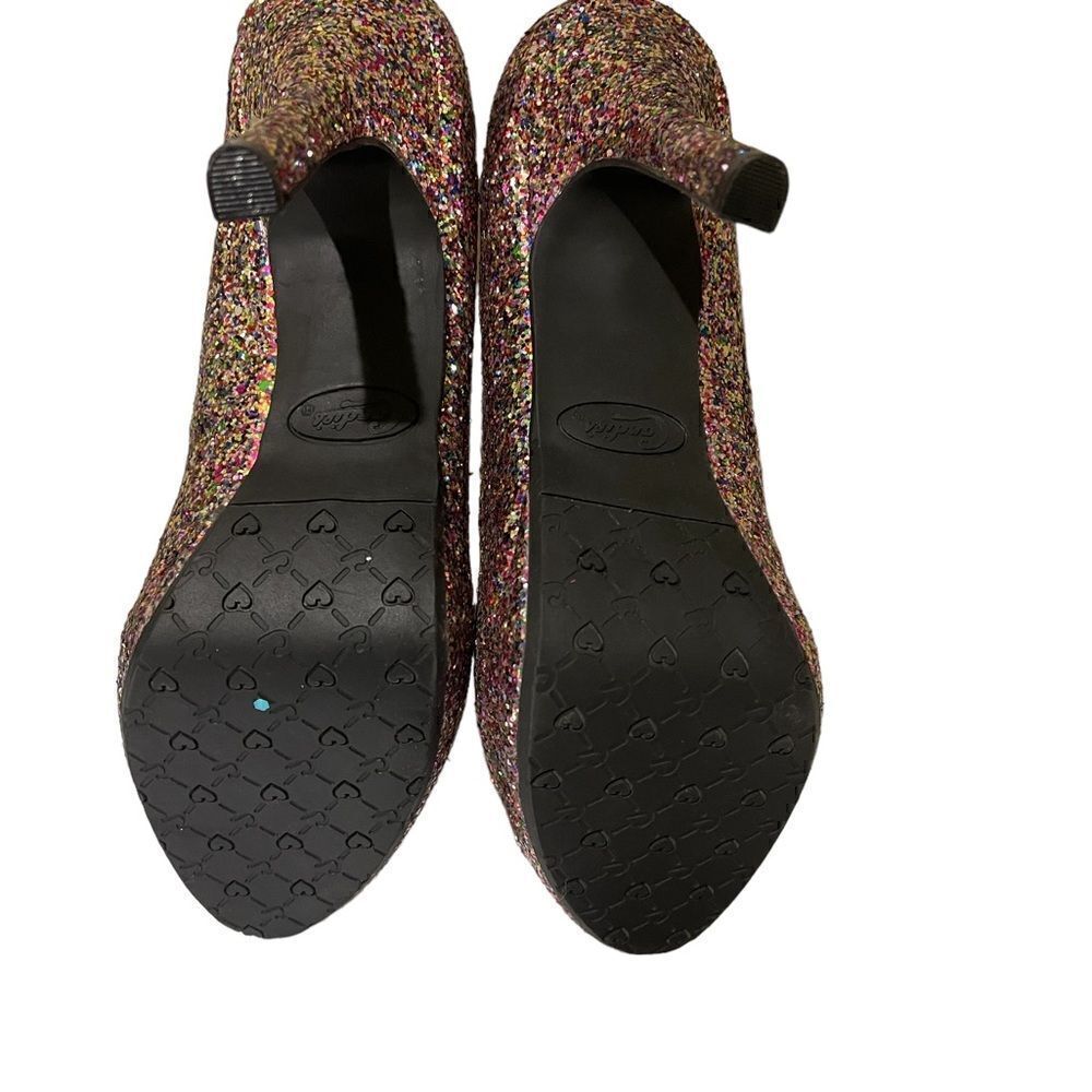 Womens 8.5M Candie's Glitter Open-Toe 4.5" Holiday Party Dance Heels Pumps Shoes - Picture 4 of 5